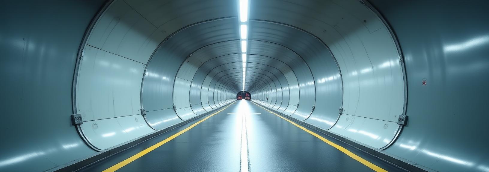 Arlberg Tunnel Innenansicht mit Beleuchtung